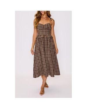 Vici Collection Emma Plaid Midi Dress - Brown