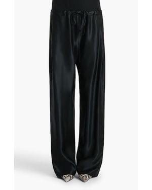 KHAITE Rohen Satin Barrel Leg Drawstring Pants - Black