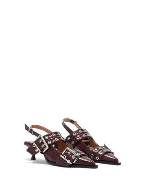 Ganni Pointed Toe Slingback Pump - Red