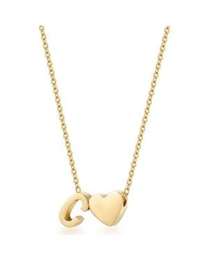 Jane Basch Initial Heart Pendant Necklace - Metallic