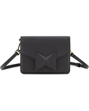 Mac Duggal Mini Leather Strap Crossbody Bag - Black