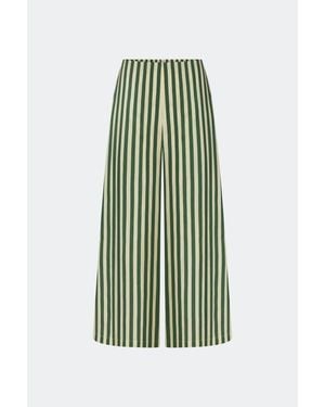 Simon Miller Toni Poplin Wide-Leg Cropped Pant - Green