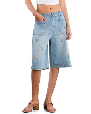 Billy T Wildflower Embroidered Denim Shorts - Blue