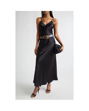 Eleventy Silk Satin Slipdress - Black