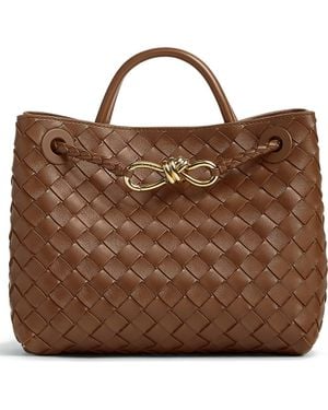 Bottega Veneta Small Andiamo Intrecciato Shoulder Bag - Brown