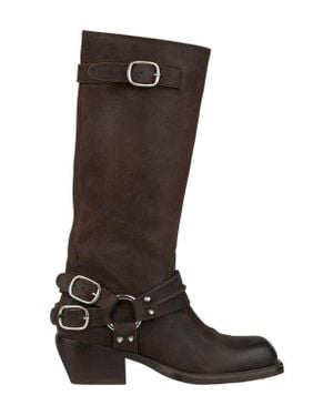 Sandro Leather Buckle Boots - Brown