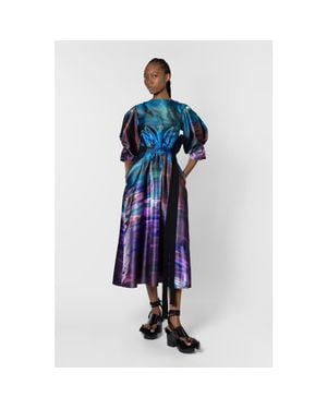 ROKSANDA Zinnia Printed Puff Sleeve Dress - Blue