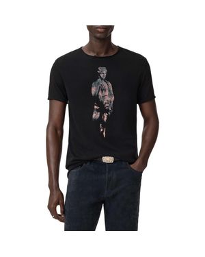 John Varvatos Sculpture Raw Edge Cotton Graphic T-Shirt - Black