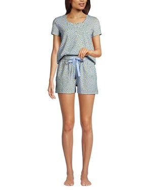 Lands' End Knit 2 Piece Pajama Set - Blue