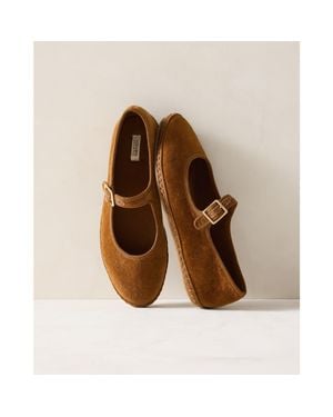 Haven Well Within Velvet Mary Jane Ballet Flats - Brown