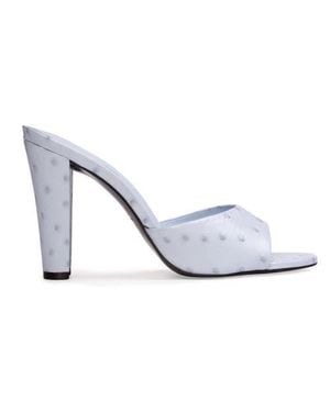 Black Suede Studio Lila 95 Ostrich Mule - White