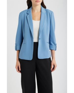 Anne Klein Single Button Notch Collar Blazer - Blue