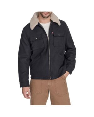 Levi's Brushed Twill Depot Jacket With Faux Shearling Collar - Blue