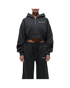 Good For Nothing Vintage Crop Zip Hoodie - Black