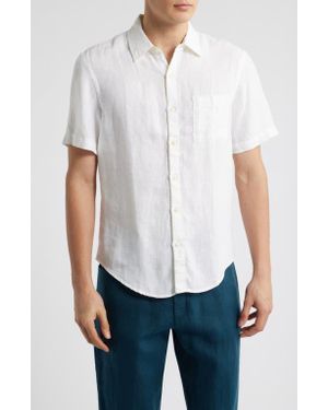 Alex Crane Ola Linen Short Sleeve Button-Up Shirt - White