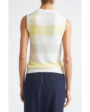 Vince Plaid Wool Sweater Vest - Blue