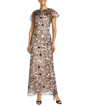 Maggy London Illusion Mesh Gown - Natural