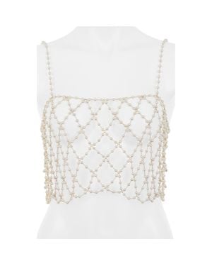 Bluebella Imitation Pearl Cropped Camisole - White