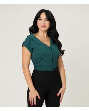 Unique Vintage 1960S Twill Sleeveless Blouse - Green