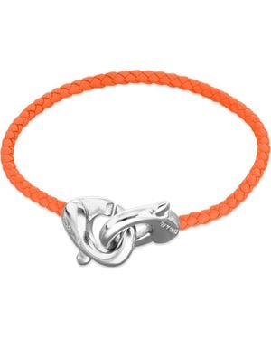 Uno De 50 Leather Strap With Sterling-Plated Interlocking Carabiner Detail - Red