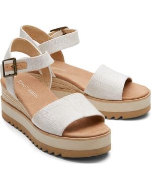 TOMS Diana Canvas Platforms Wedge Sandals - Metallic