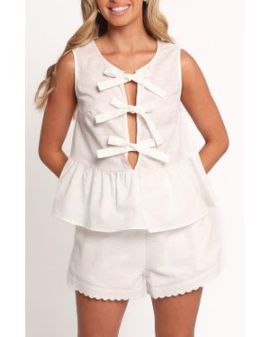 Petal & Pup Graciana Cotton & Linen Tie Front Tank & Shorts Set - White