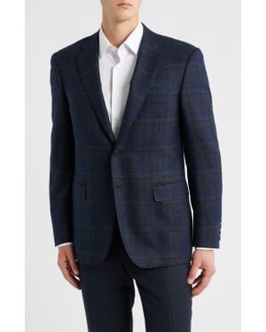 Canali Siena Regular Fit Plaid Textured Wool Sport Coat - Blue
