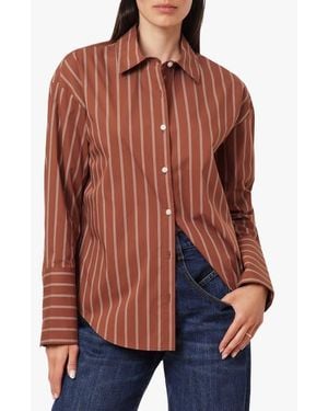 Habitual Tie Back Striped Poplin Shirt - Brown