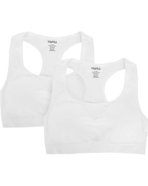 Memoi 2 Pair Pack Racerback Sports Training Bra - White