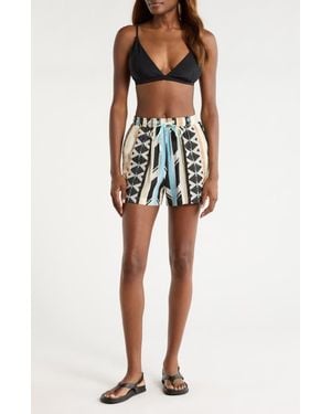 Elan Cotton Blend Cover-Up Drawstring Shorts - Multicolor