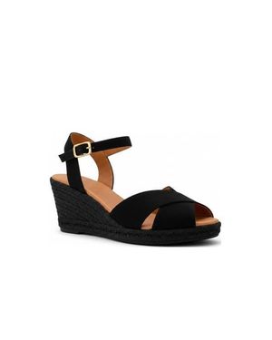 Menina Step Jimena Medium Double Band Espadrille Sandal - Black