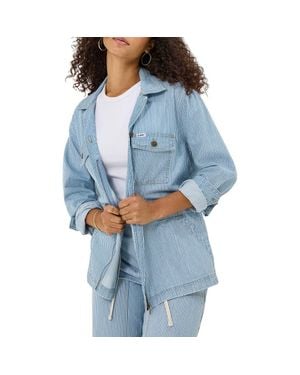 Lee Jeans Military Oversize Stripe Cotton Denim Jacket - Blue