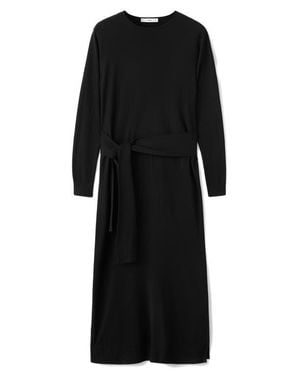 Mango Knot Long Sleeve Knit Dress - Black