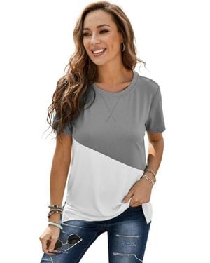 Zilpu Colorblock Side-Slit Relaxed Fit Tunic Tee - Black