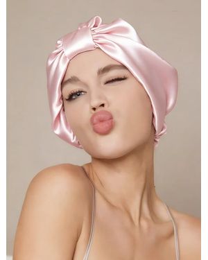 SILKSILKY 100% Mulberry Silk Sleep Bonnet - Pink