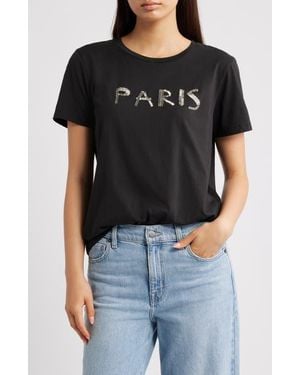 Ichi Ihcamino Paris Beaded T-Shirt - Black