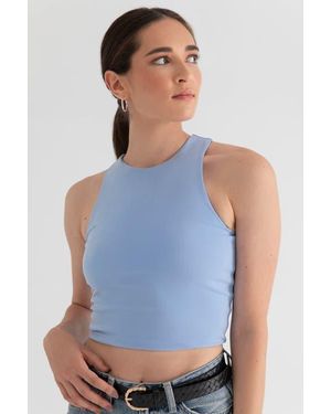 KADA The Cupro Sculpt Racerback Crop Tank - Blue