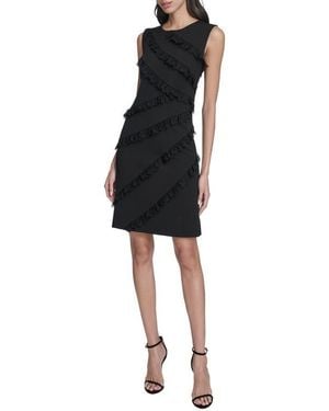 Eliza J Tiered Lace Ruffle Sheath Dress - Black