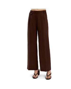 Bardot Geordy Wide Leg Linen Pants - Brown