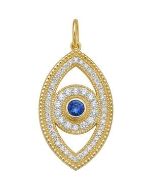 Lionheart 14K Beaded Diamond And Sapphire Evil Eye Charm - Metallic