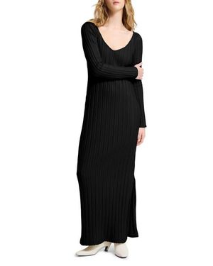 MARCELLA Penelope Long Sleeve Rib Maxi Sweater Dress - Black