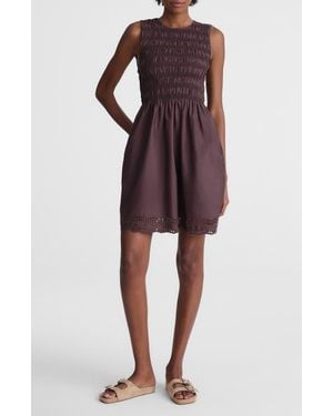 Madewell The Embroidered Melody Smocked Minidress - Brown