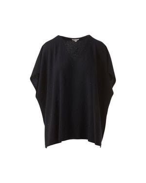 Kinross Cashmere Crystal Vee Popover - Black