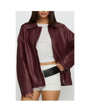 Princess Polly Napolean Faux Leather Jacket - Red