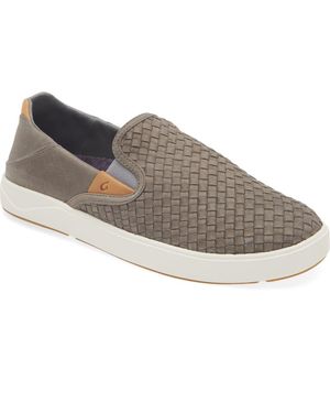 Olukai Lae'Ahi Lauhala Woven Leather Shoe - Gray