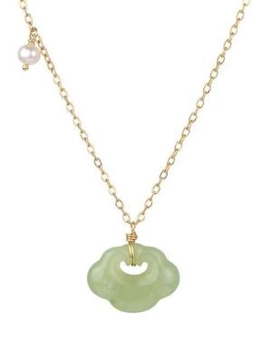 seree Cloud Jade Pendant Necklace - Metallic
