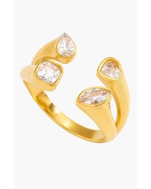 Kellery Tone Cubic Zirconia Open Ring - Metallic