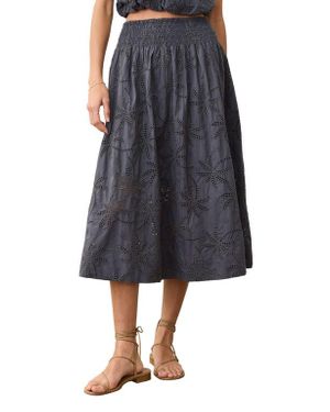 Marine Layer Bea Eyelet Midi Skirt - Blue