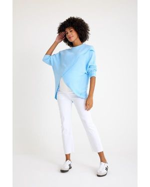 Accouchée Let Loose Crossover Long Sleeve Maternity/Nursing Knit Top - Blue