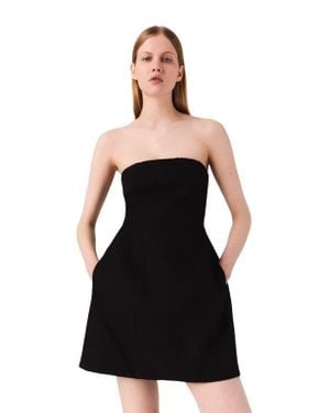 Maje Short Strapless Linen Dress - Black